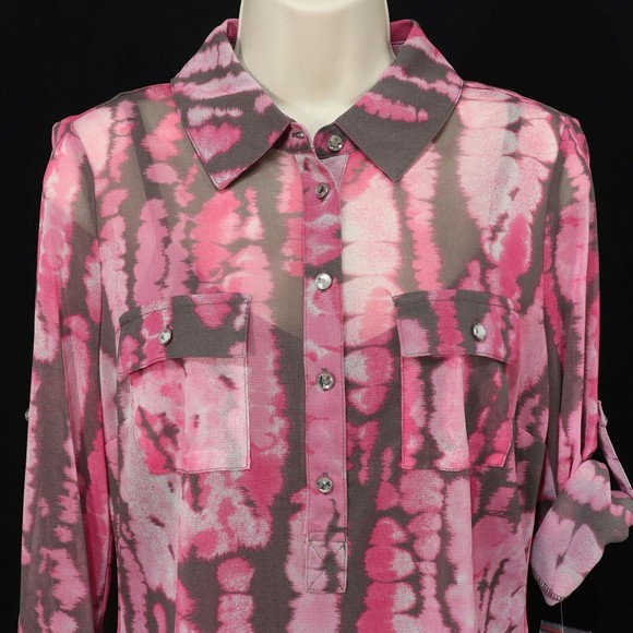 INC International Concepts Womens Tie Dye Mesh Shirt & Cami M Medium Pink NEW - Picture 3 of 11